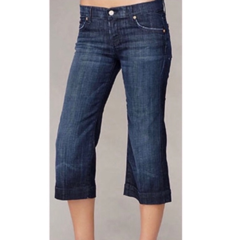 7 for All Mankind 7FAM Dojo Crop Jeans, Dark Wash Denim, Wide Leg, Size 29 - Picture 15 of 16